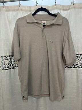 Vtg Le Tigre 1980s Tan Polo Shirt Made In USA Mens Size XL